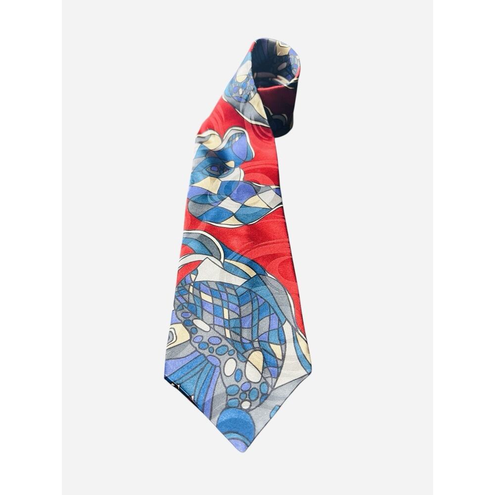 J.T. Beckett Abstract Pattern Tie 100% Silk Made in USA Vintage Bold Colors‎